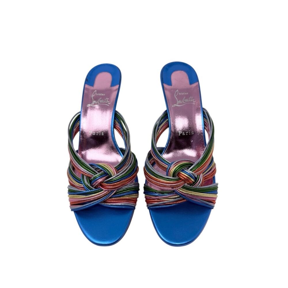 Christian Louboutin Multitaski 70MM Metallic Slide Mule Sandals Size 41